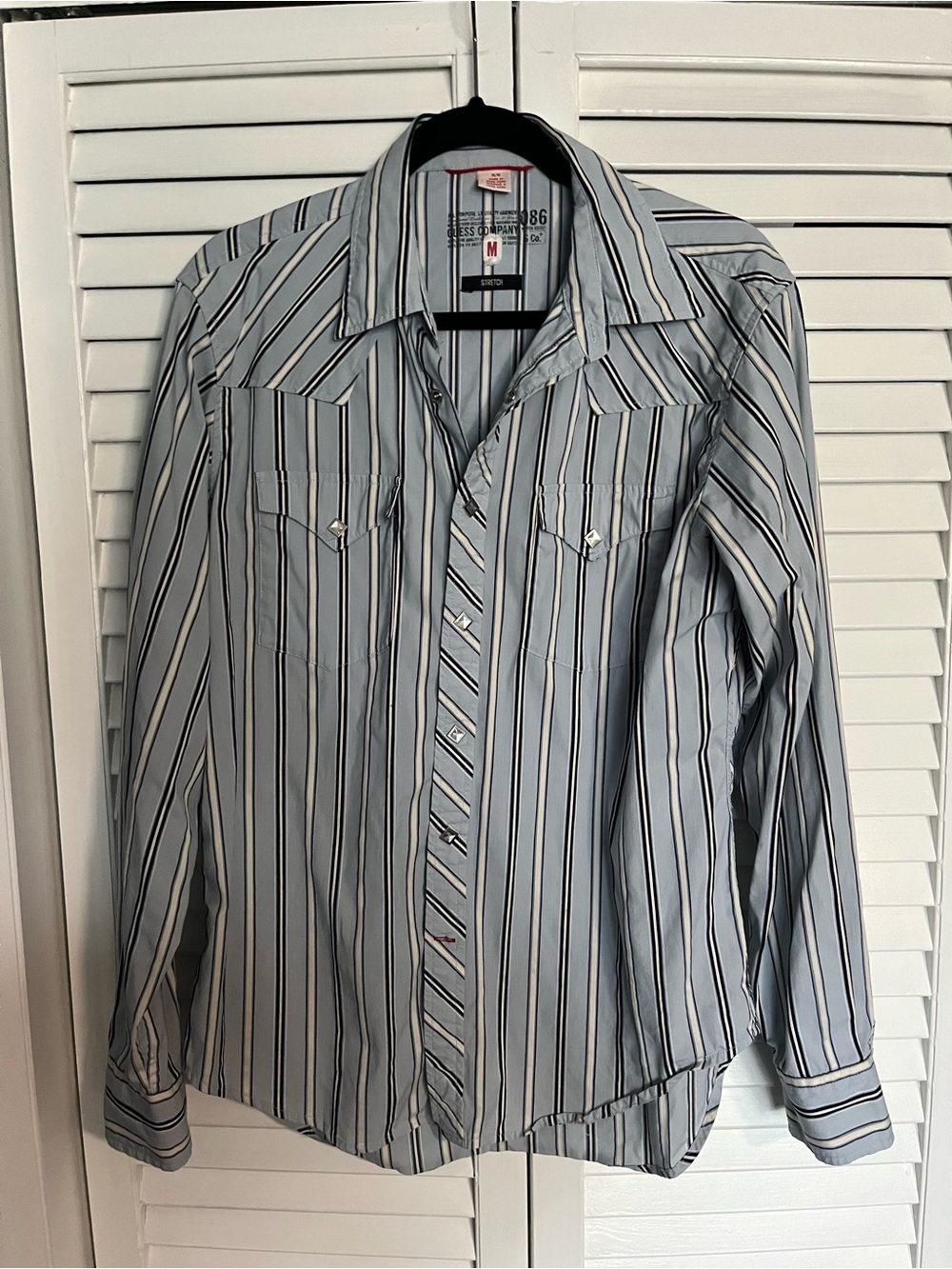Men's Light Blue Striped Button-Up Shirt